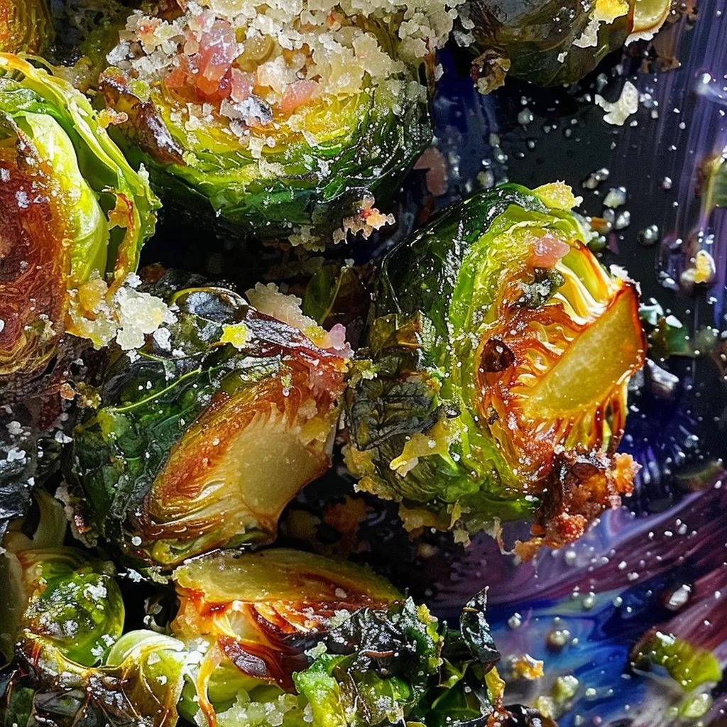 Knusprige Knoblauch Parmesan Rosenkohl