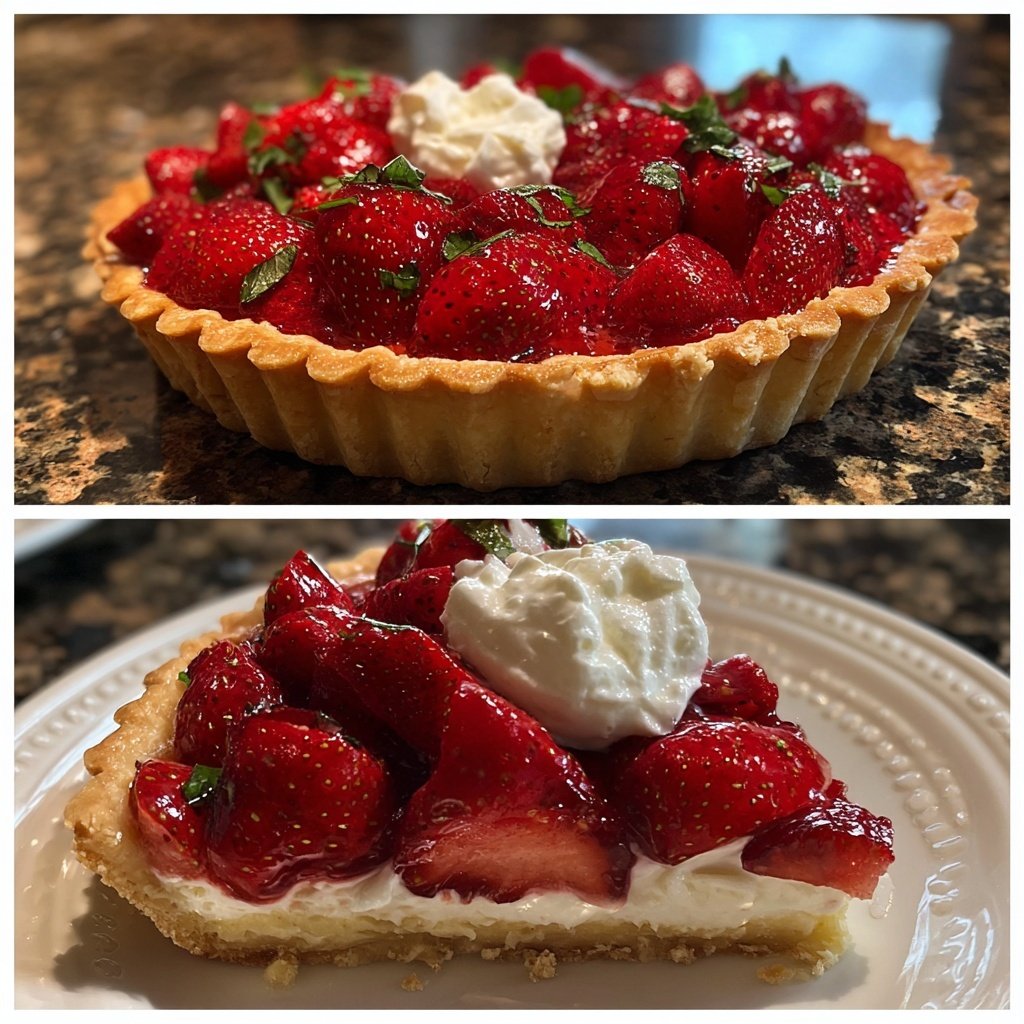 Erdbeer-Basilikum-Tarte mit Sahne