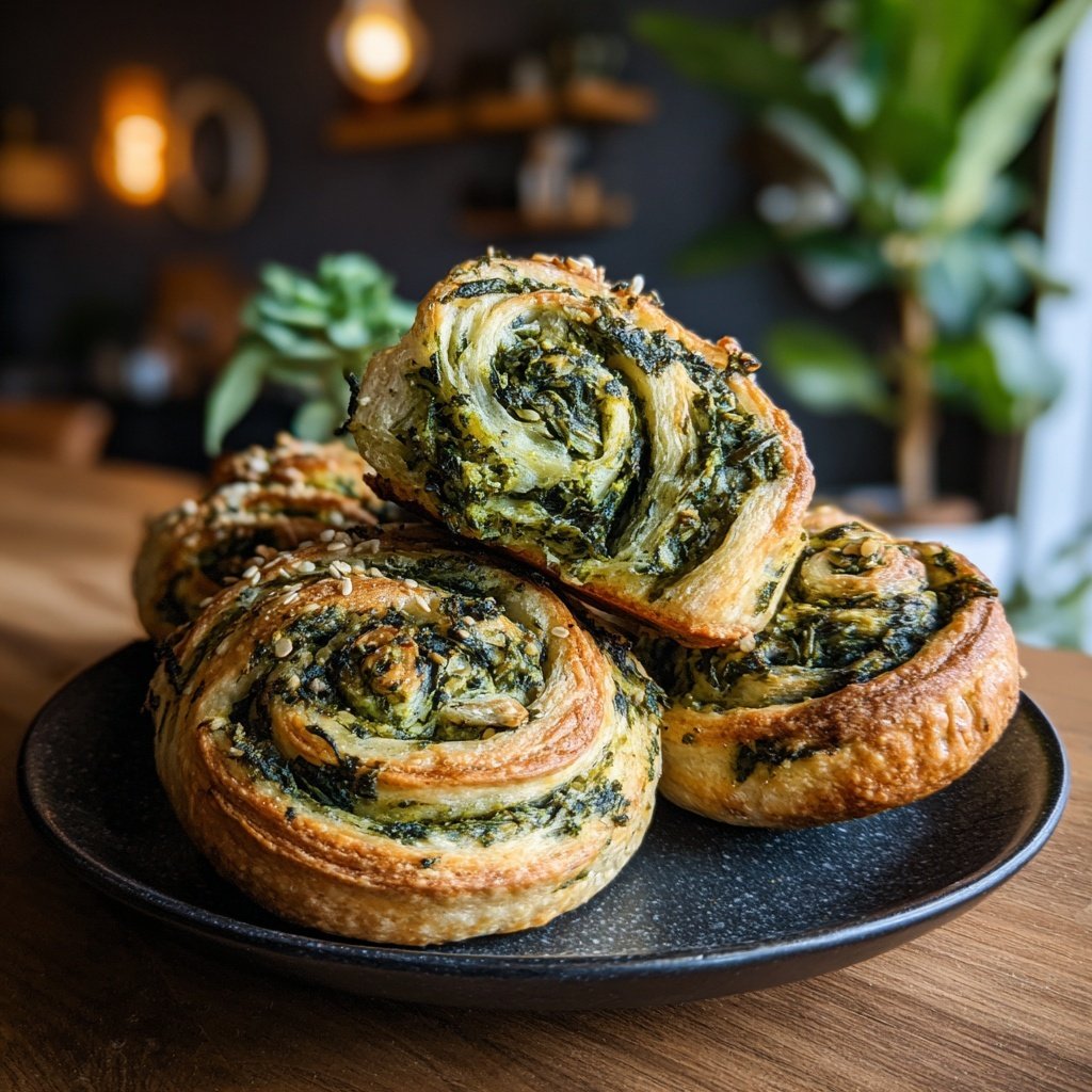 Spinat Brötchen Blätterteig