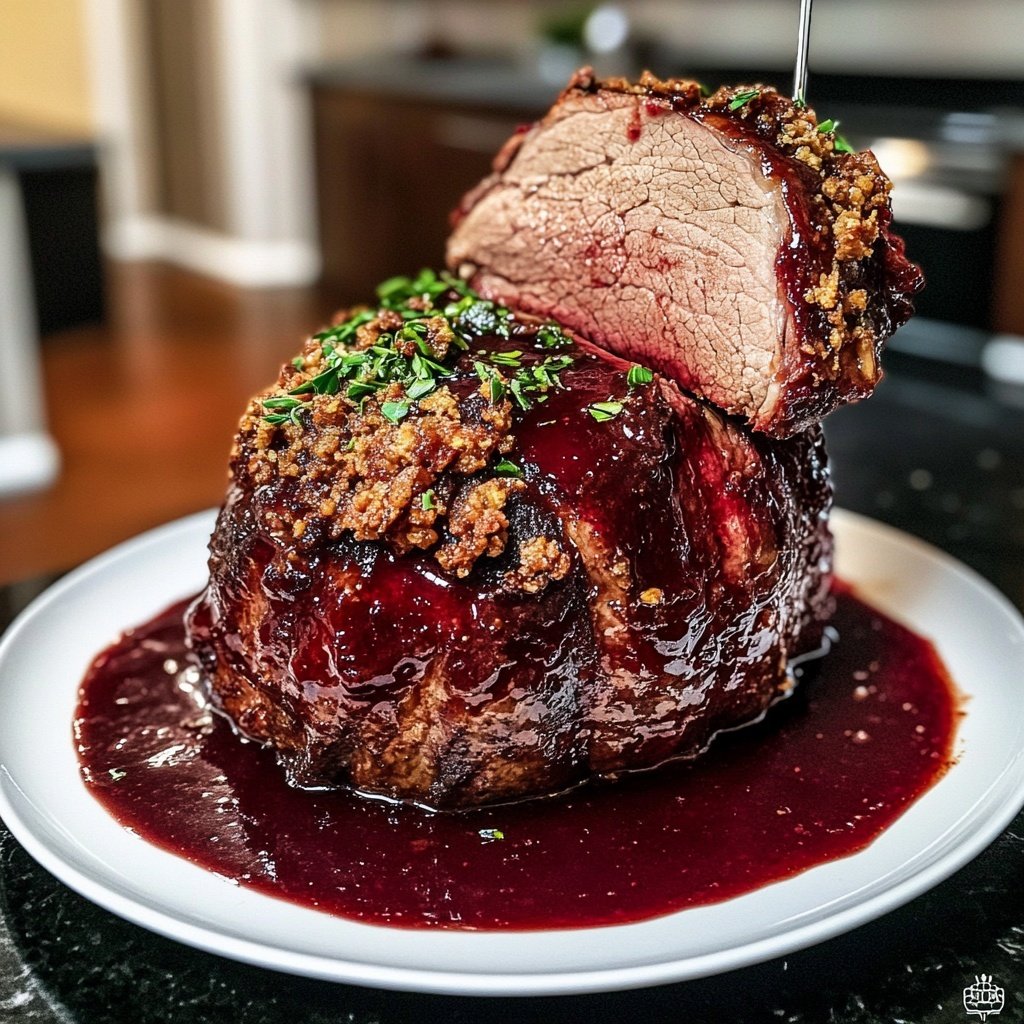 Weihnachtsbraten mit Rotweinsoße