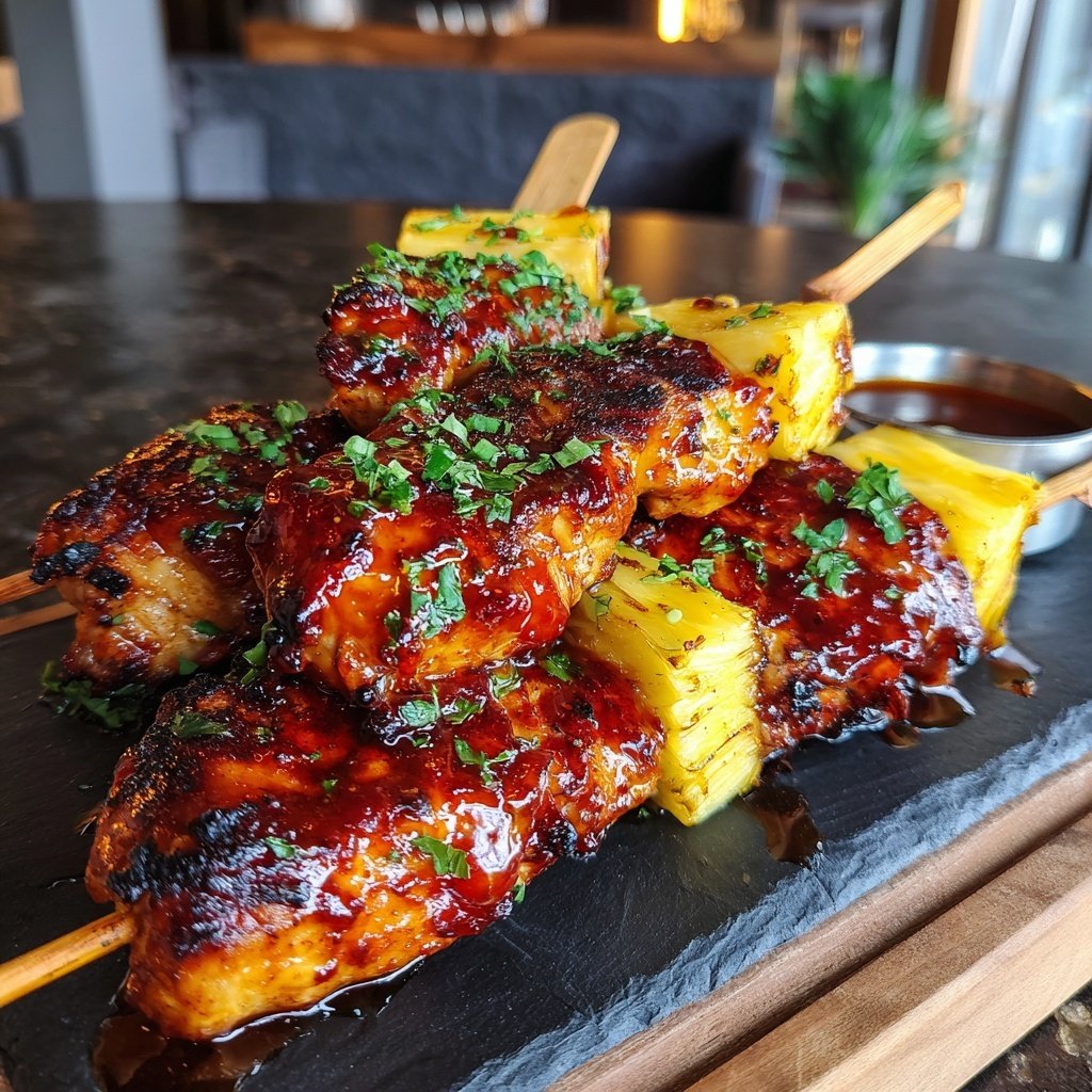 Teriyaki Hähnchen Ananas Spieße