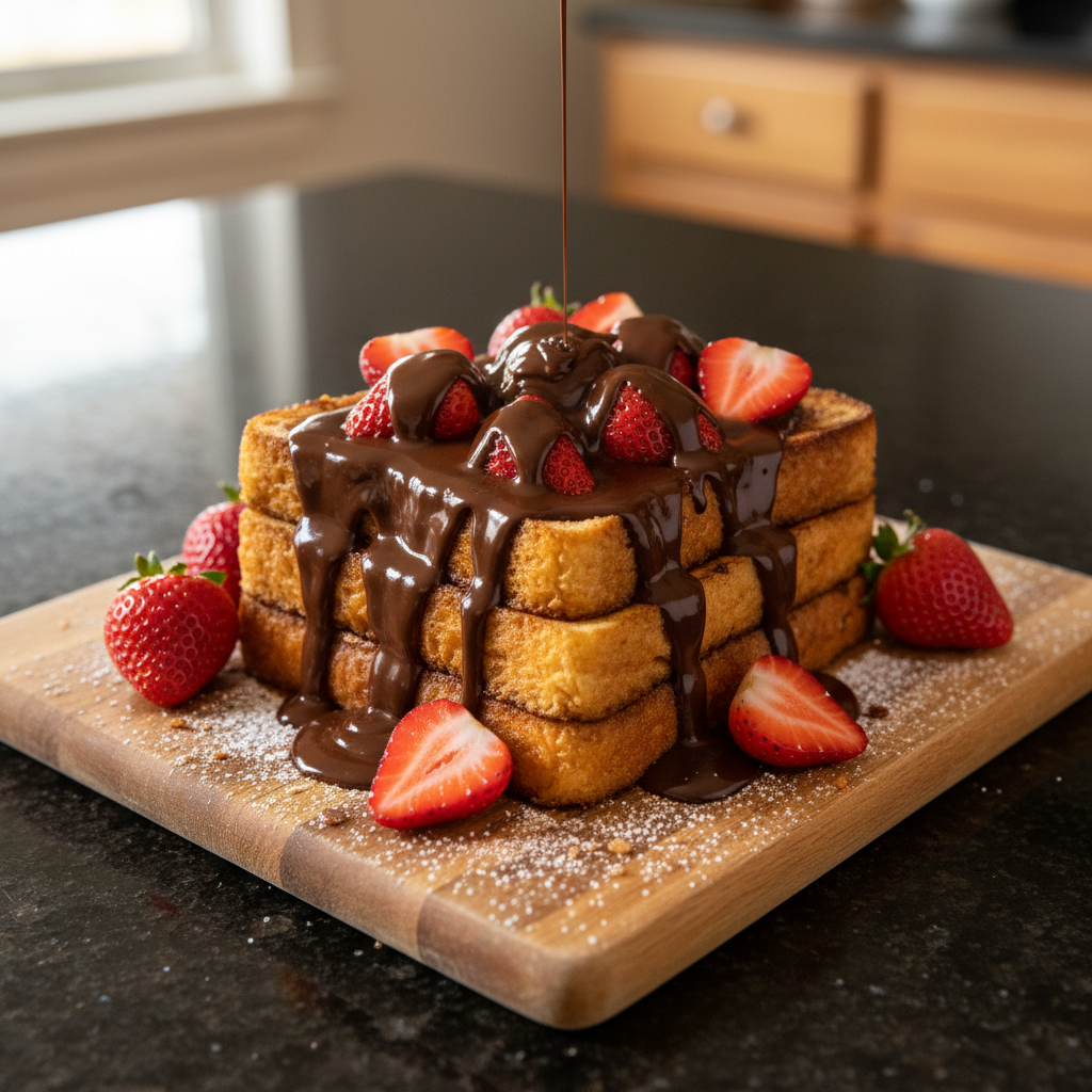 Schokoladenüberzogener Erdbeer French Toast