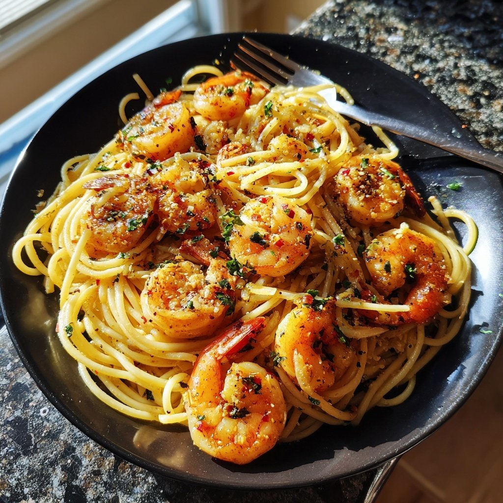 Knoblauch-Zitronen-Garnelen-Pasta