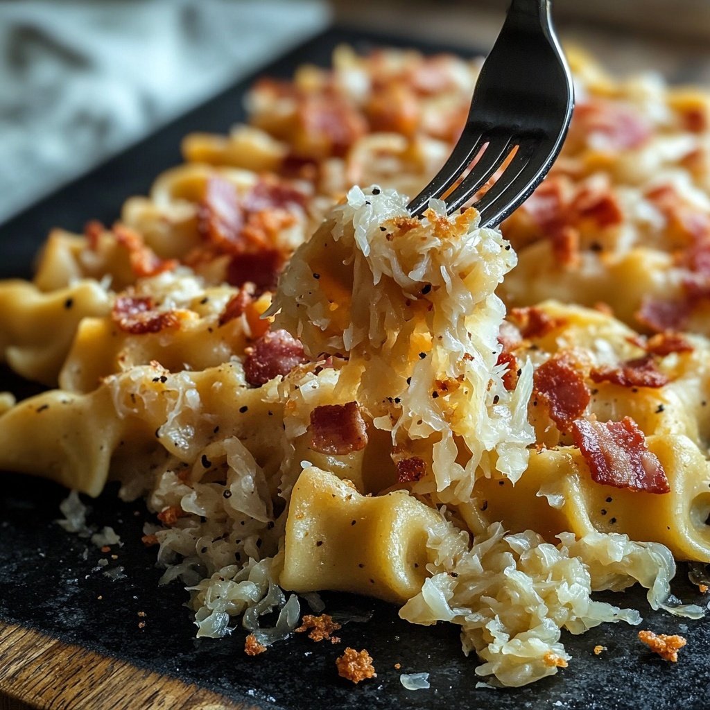 Schupfnudeln mit Sauerkraut und Speck