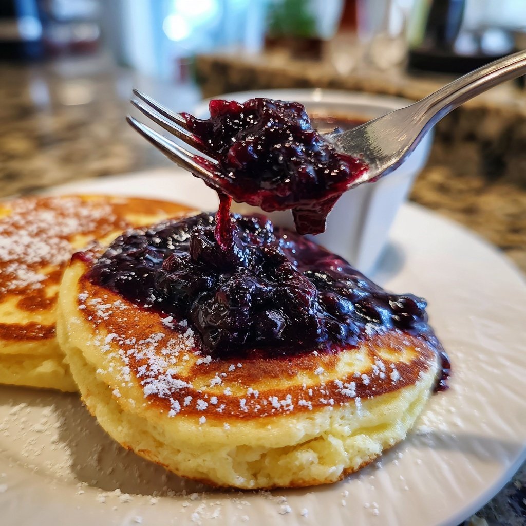 Protein Pfannkuchen mit Heidelbeere Kompott