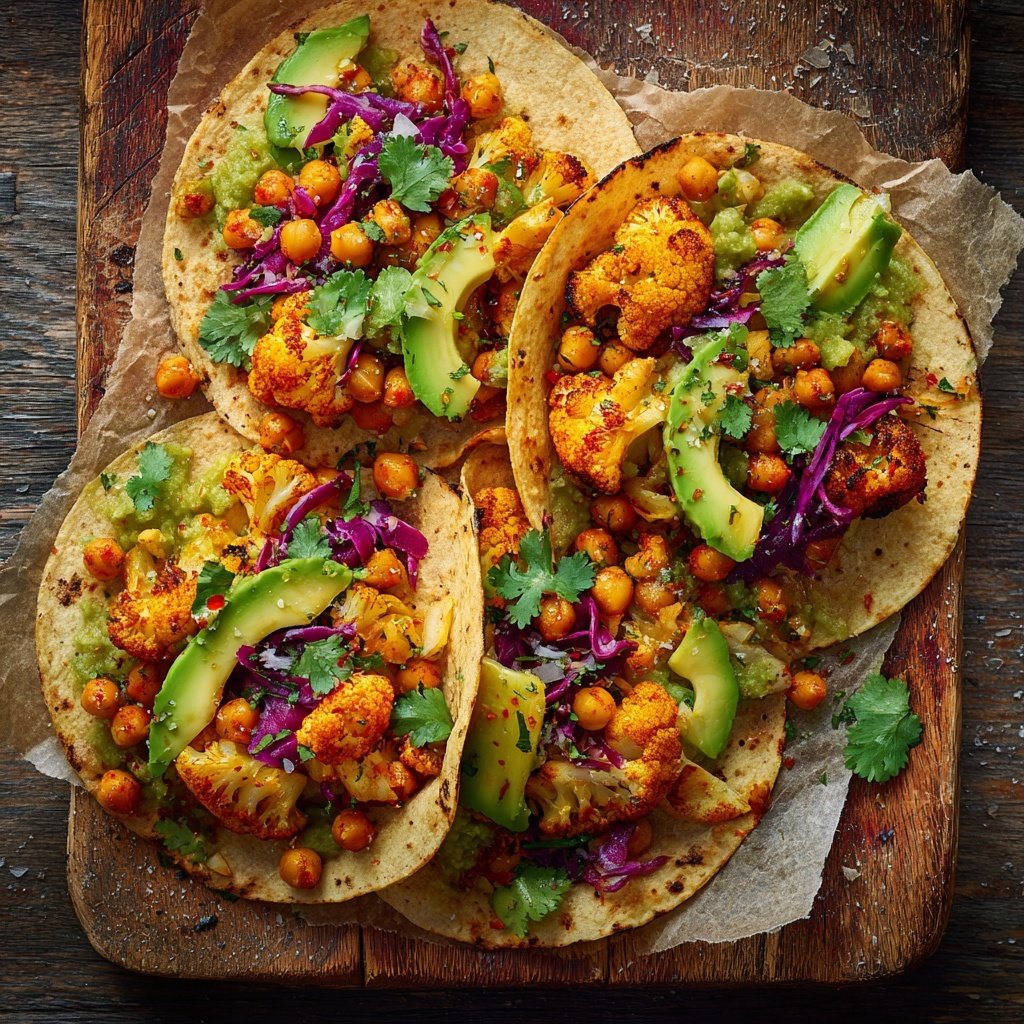 Geröstete Blumenkohl-Kichererbsen-Tacos
