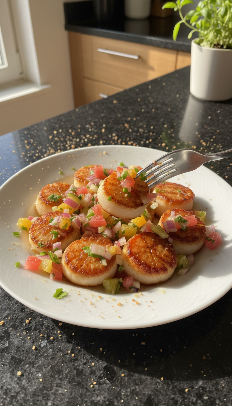 Gebratene Jakobsmuscheln mit Zitrus Salsa​