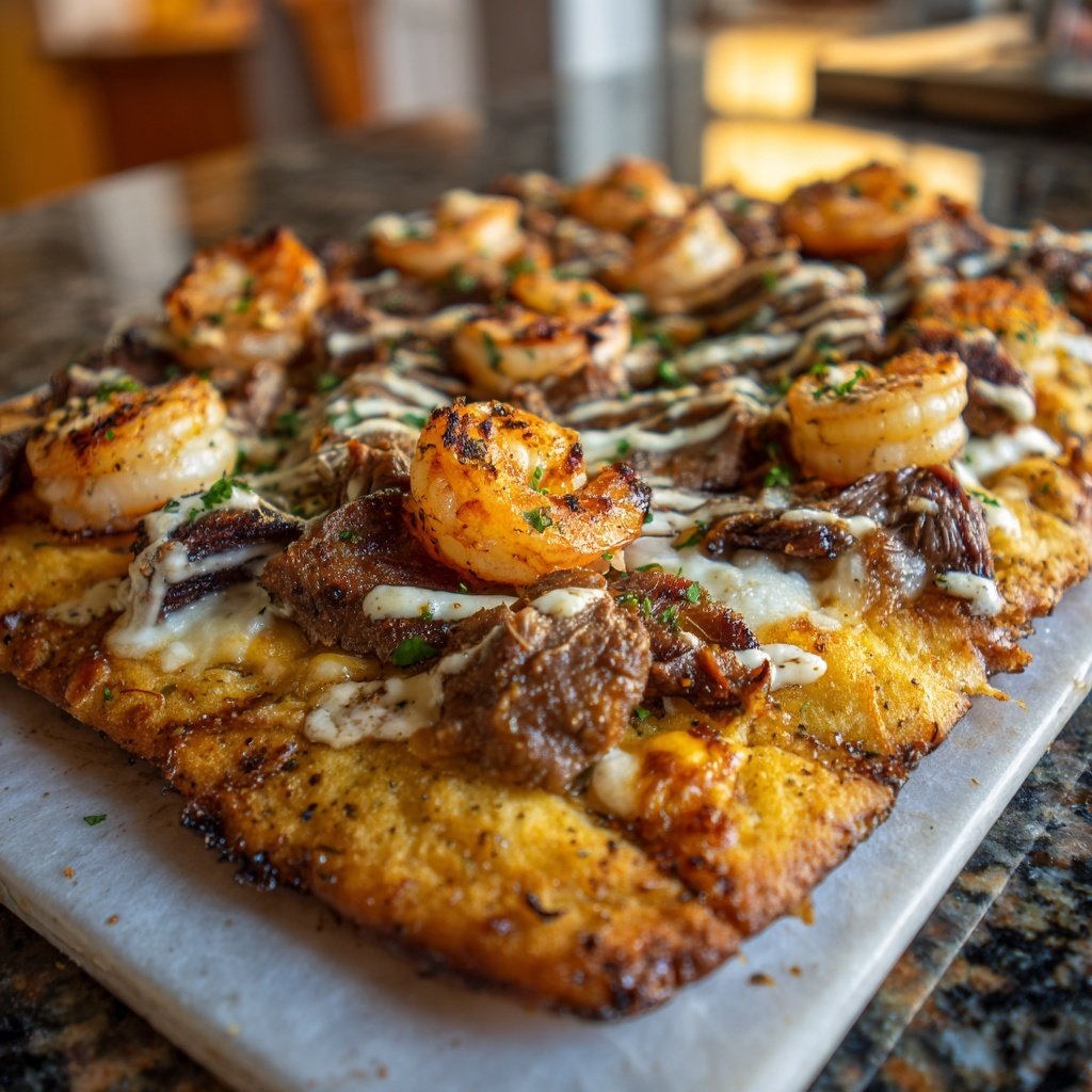 Surf and Turf Fladenbrotpizza