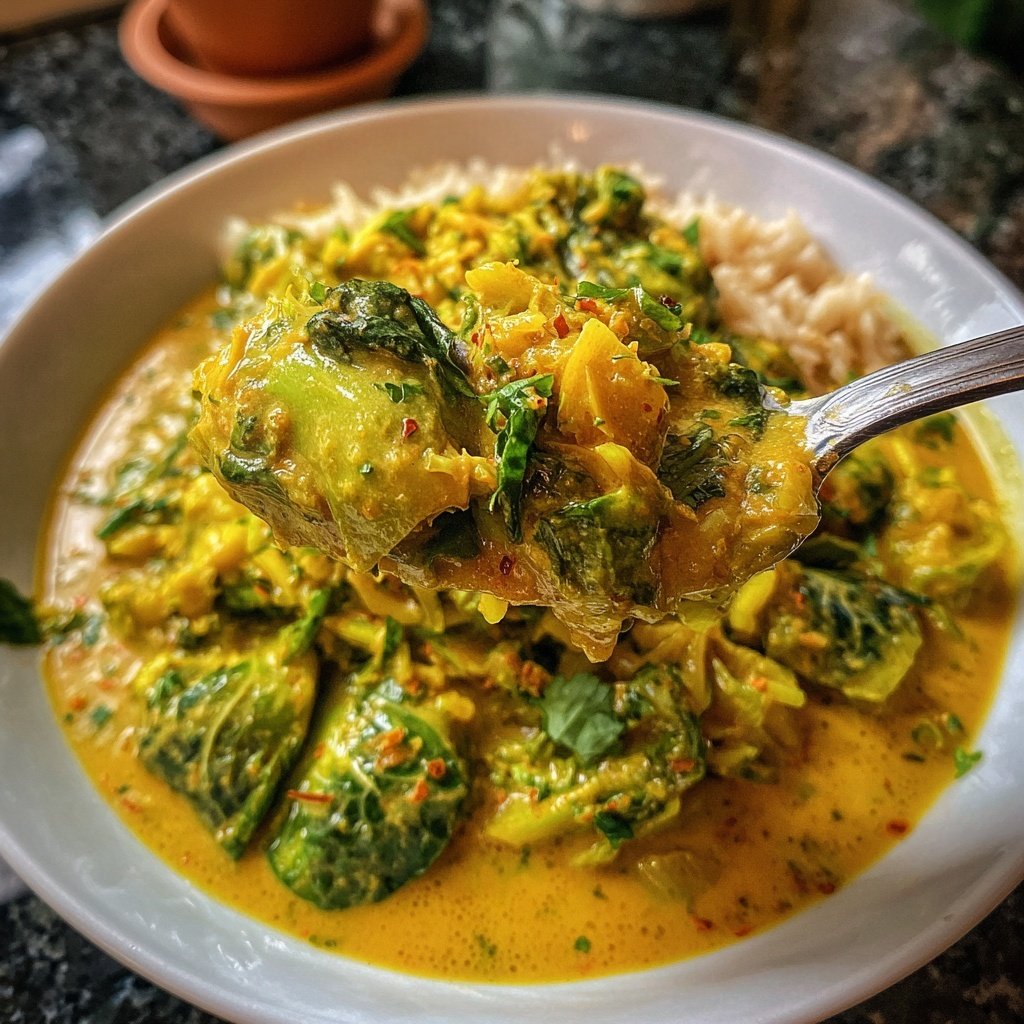 Rosenkohl-Curry mit Kokosmilch und Basmatireis​