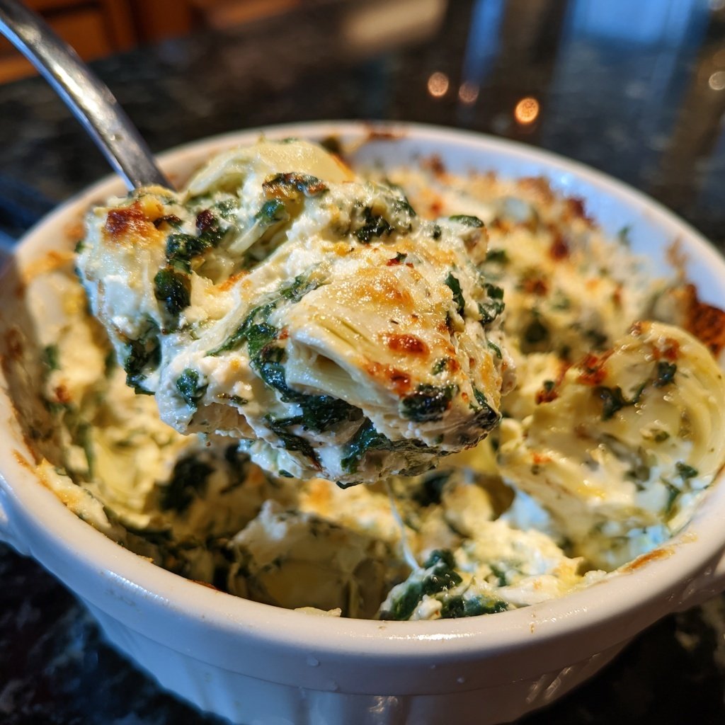 Klassischer Spinat Artischocken Dip