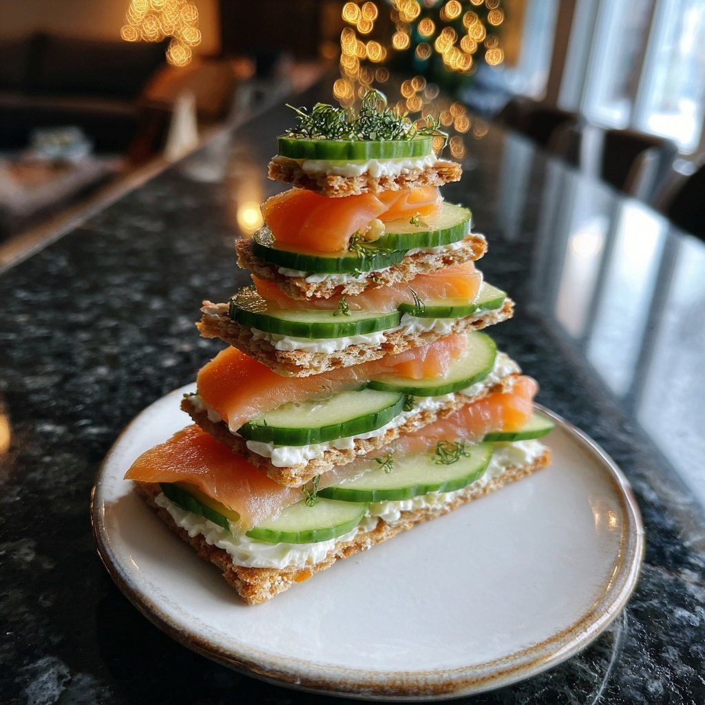 Schneller Tannenbaum-Snack aka Gurken-Lachs-Sandwiches