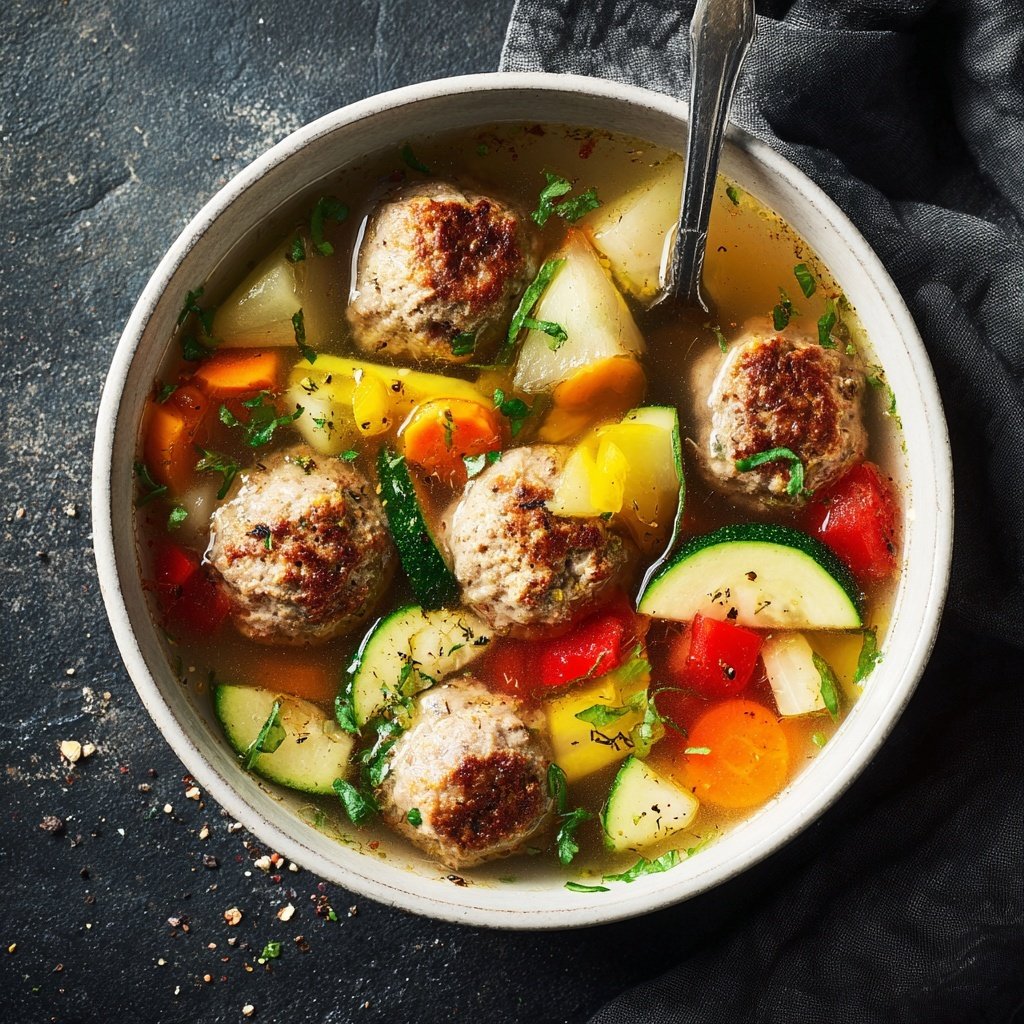Fleischbällchen Suppe mit Saison Gemüse
