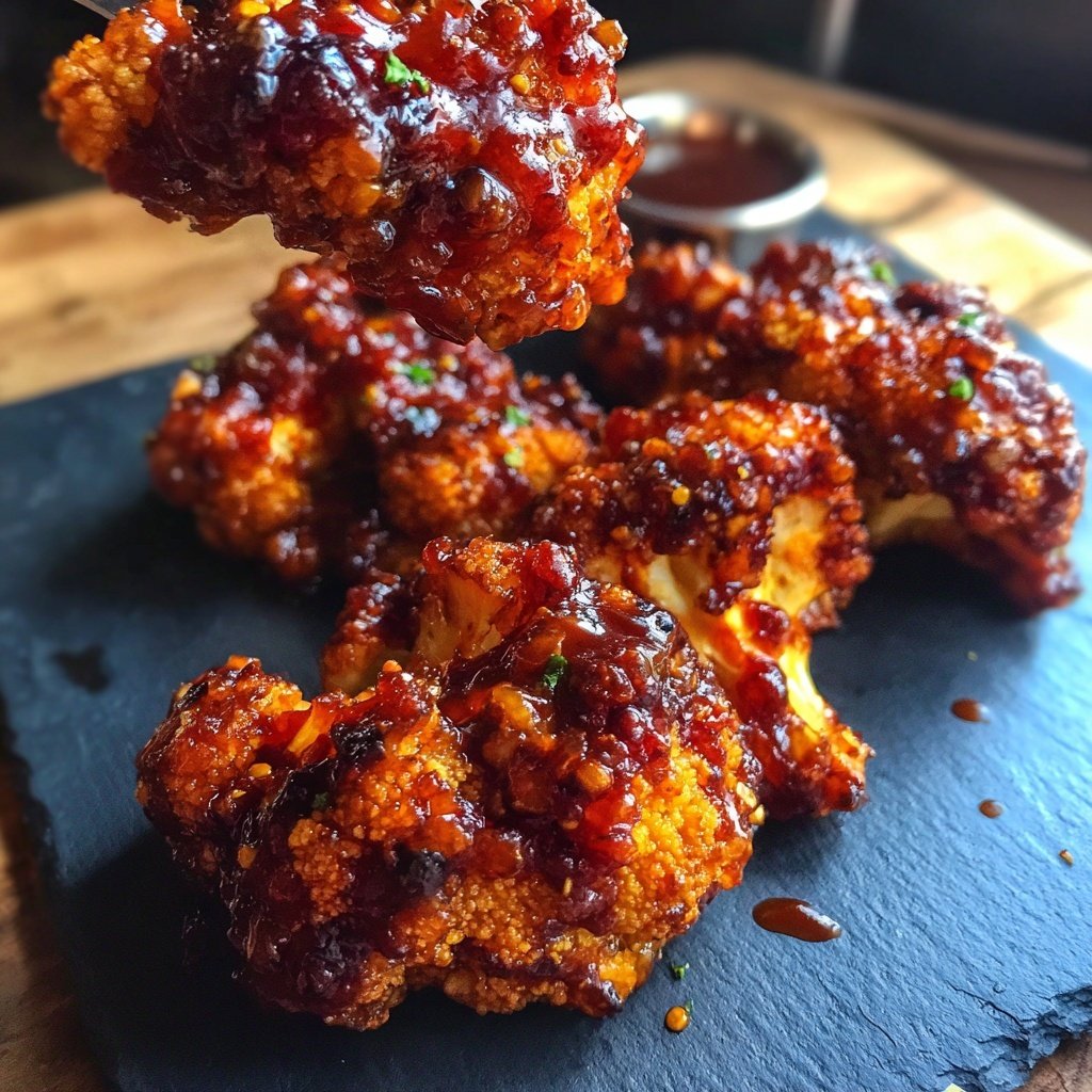 Pikante BBQ Blumenkohl Flügel