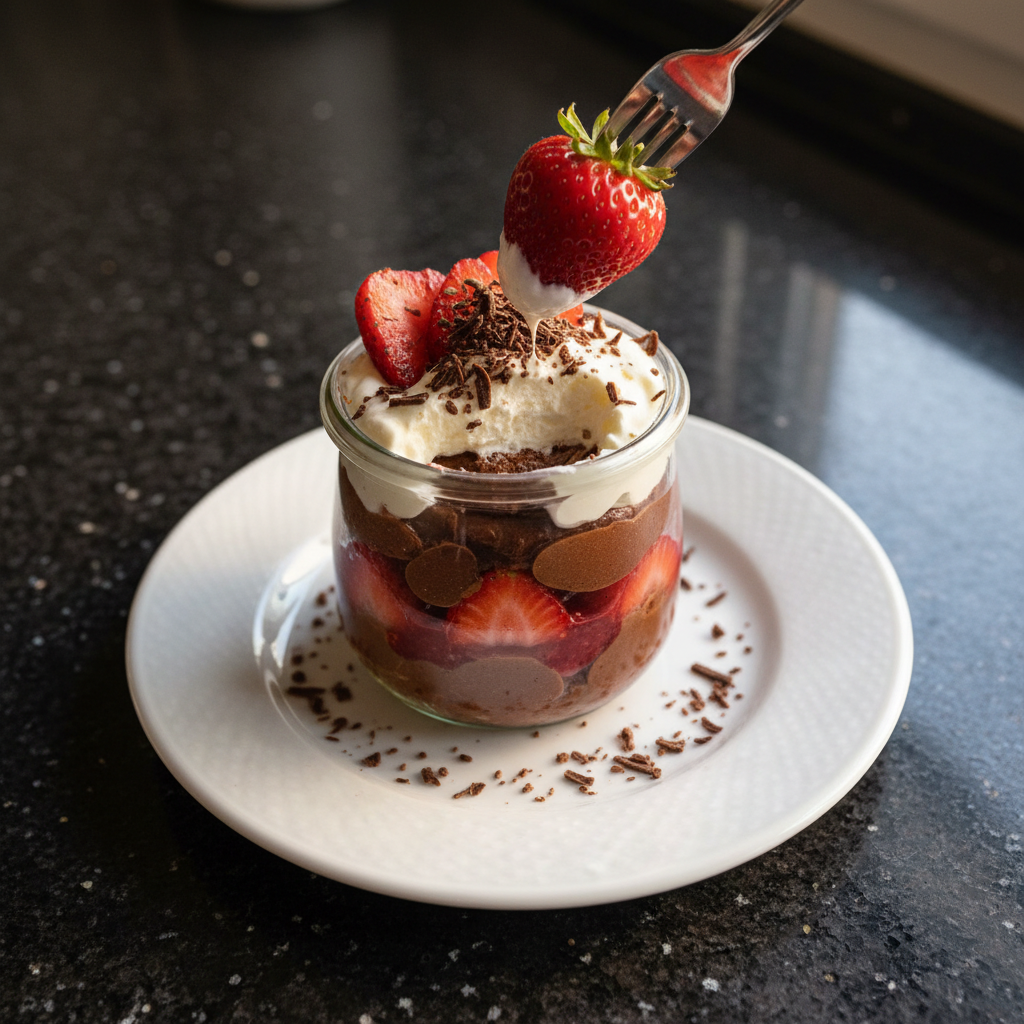 Schokoladen Erdbeer Schicht Dessert