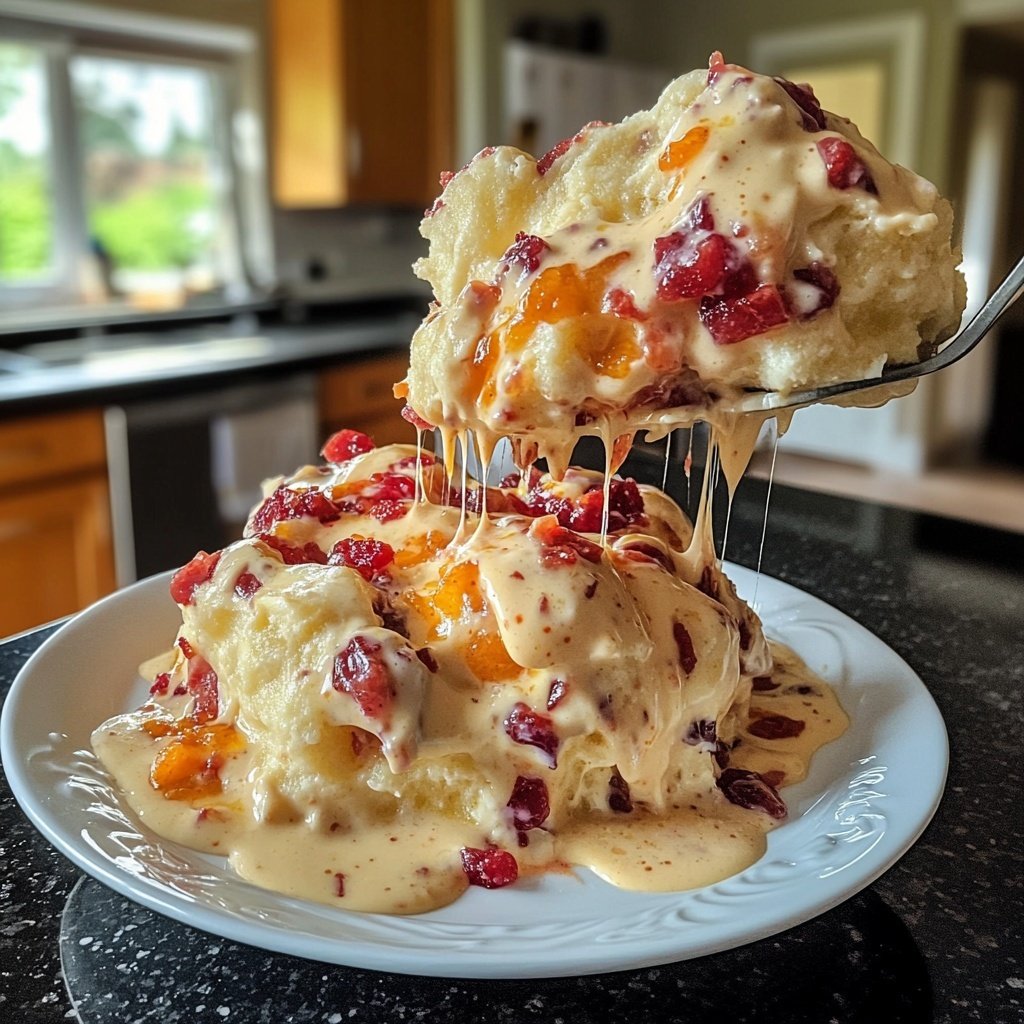 Brezenknödel mit fruchtigem Rotkohl und Speck-Sahne-Sauce